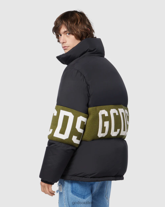 Men GCDS logo band puffer jacket Military Green 0FVX13