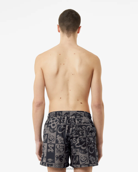 Men GCDS Checkboard Print Swim Shorts Black 0FVX149
