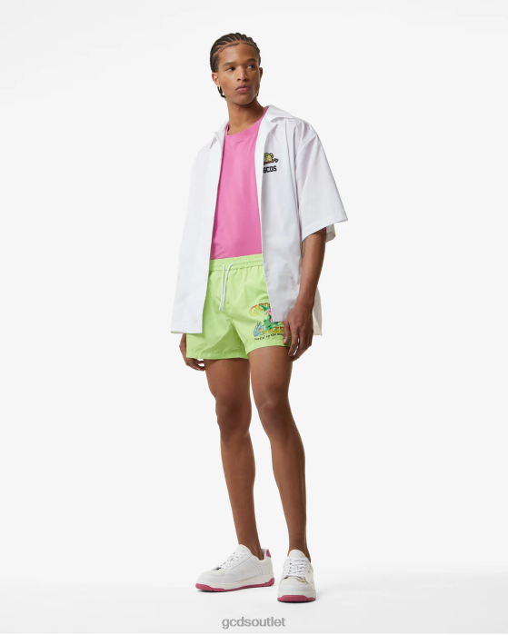 Men GCDS Surfing Wirdo Swim Shorts Lime 0FVX157