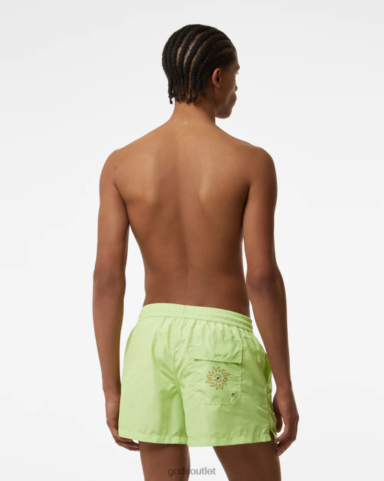 Men GCDS Surfing Wirdo Swim Shorts Lime 0FVX157