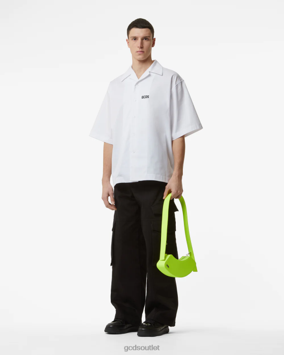 Men GCDS Low Band Bowling Shirt White 0FVX86