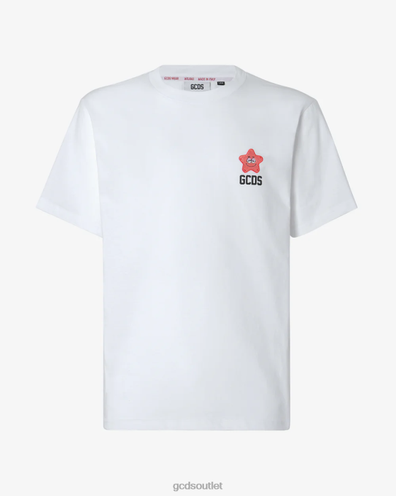 Men GCDS Patrick Star Embroidered Loose Tee White 0FVX88