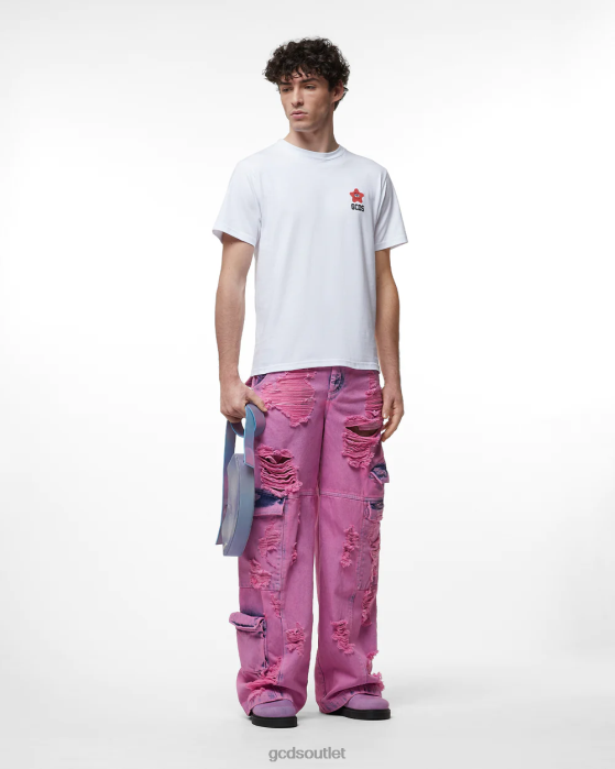 Men GCDS Patrick Star Embroidered Loose Tee White 0FVX88