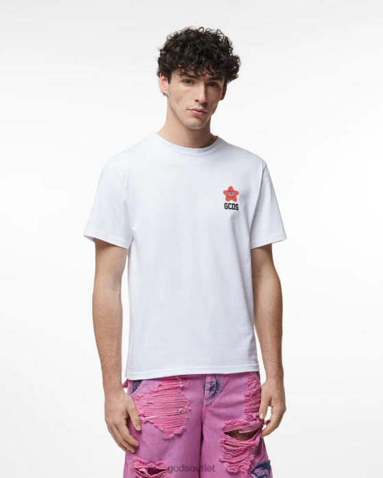 Men GCDS Patrick Star Embroidered Loose Tee White 0FVX88