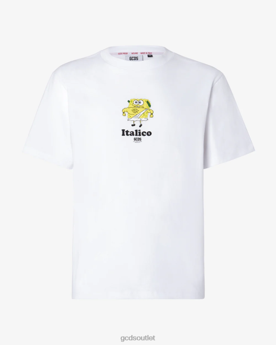Men GCDS Spongebob Italico Basic T-Shirt White 0FVX89