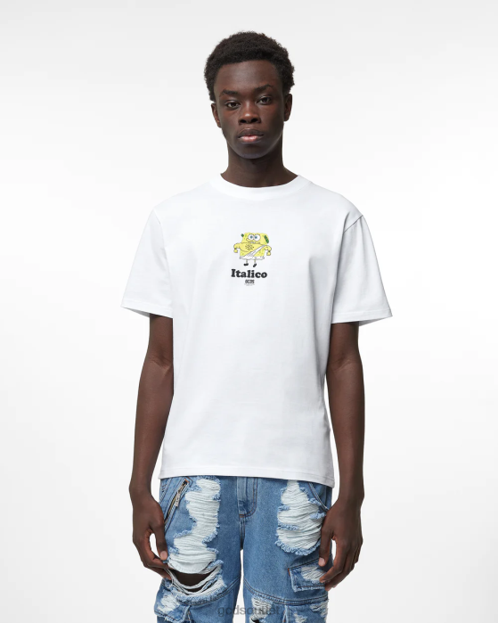 Men GCDS Spongebob Italico Basic T-Shirt White 0FVX89
