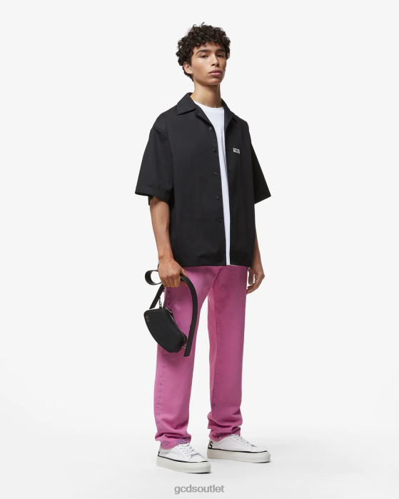 Men GCDS Bleached Straight Fit Denim Fuchsia 0FVX119