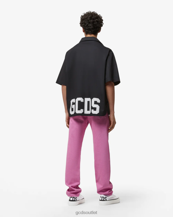Men GCDS Bleached Straight Fit Denim Fuchsia 0FVX119