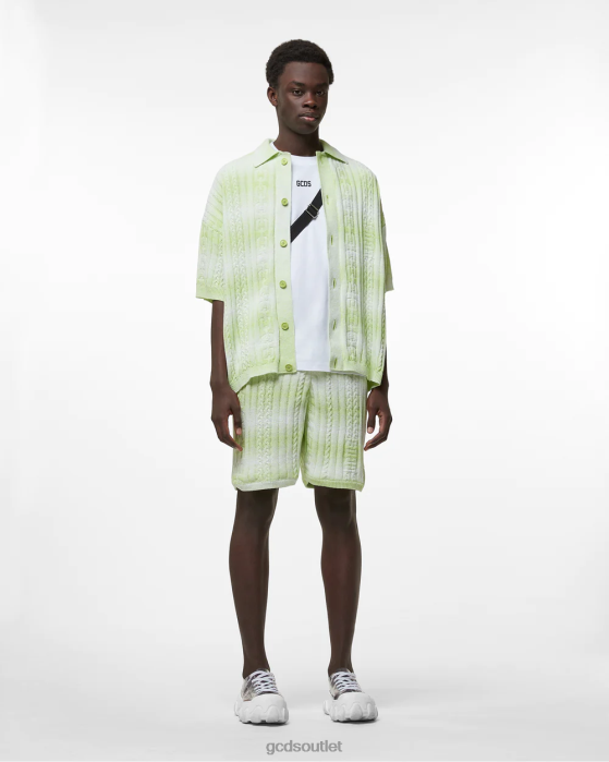 Men GCDS Braids Degrade Shorts Lime 0FVX113