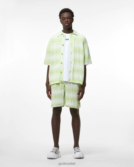 Men GCDS Braids Degrade Shorts Lime 0FVX113
