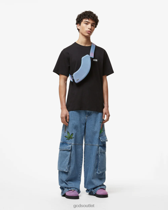 Men GCDS Embroidered Ultracargo Trousers New Light Blue 0FVX118