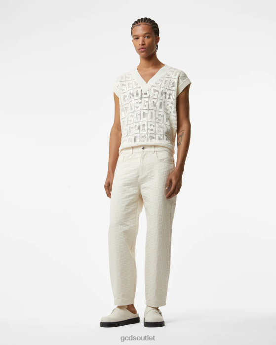 Men GCDS Monogram Ultrawide Trousers Off White 0FVX123