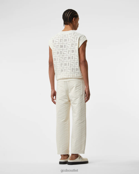 Men GCDS Monogram Ultrawide Trousers Off White 0FVX123