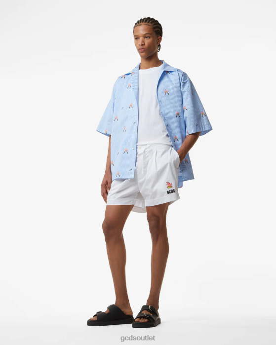 Men GCDS Patrick Basic Shorts White 0FVX121