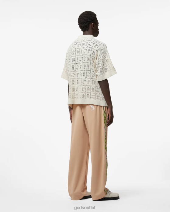 Men GCDS Reflective Print Logo Track Pants Beige 0FVX129
