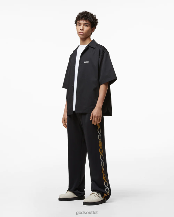 Men GCDS Reflective Print Logo Track Pants Black 0FVX128