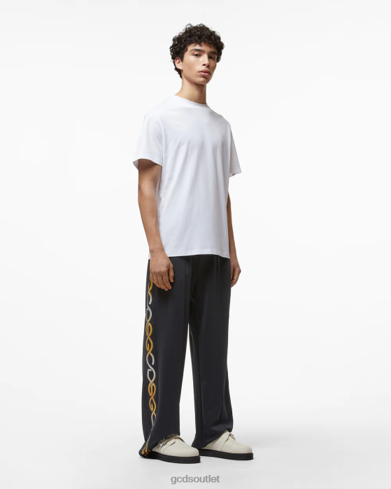 Men GCDS Reflective Print Logo Track Pants Black 0FVX128