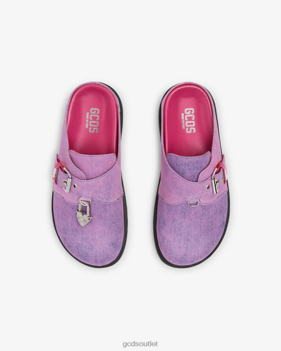 Men GCDS Bleached Denim Mules With Charm Pink 0FVX174