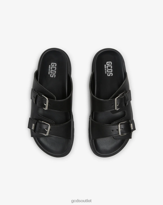 Men GCDS Leather Sandals Black 0FVX183