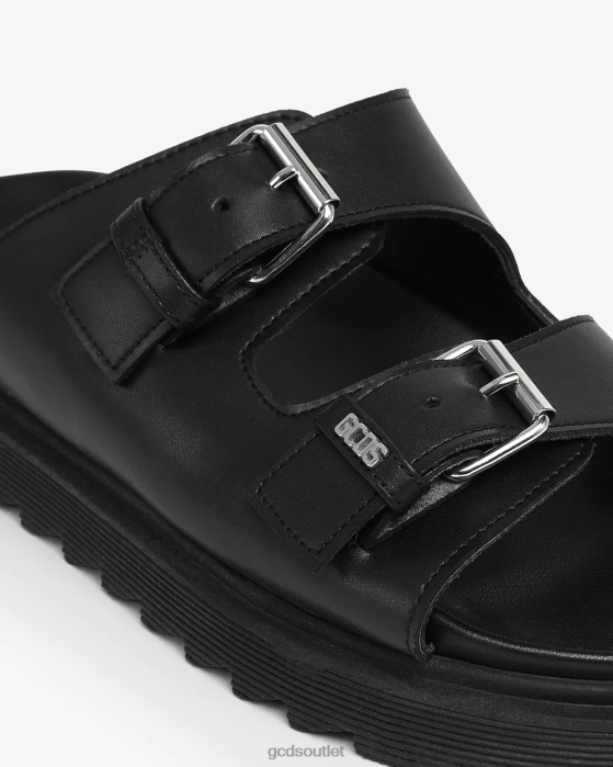 Men GCDS Leather Sandals Black 0FVX183