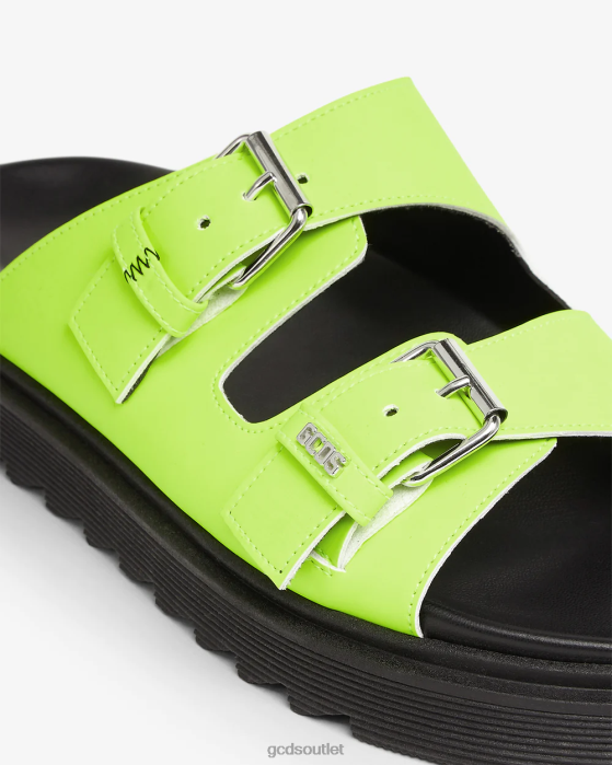 Men GCDS Leather Sandals Lime 0FVX184