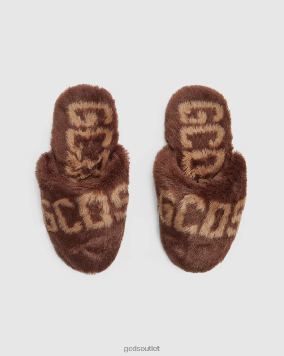 Men GCDS faux fur slippers Brown 0FVX193