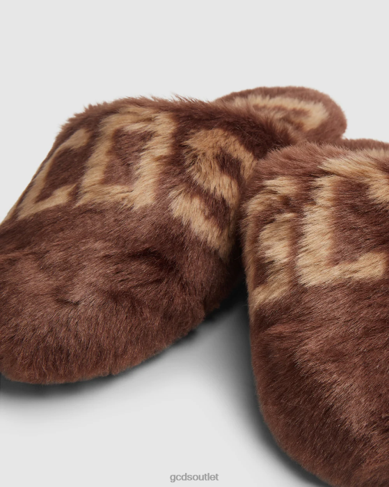 Men GCDS faux fur slippers Brown 0FVX193