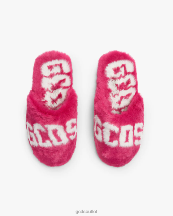 Men GCDS faux fur slippers Fuchsia 0FVX188