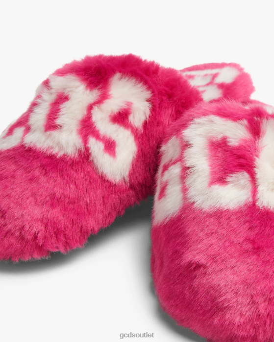 Men GCDS faux fur slippers Fuchsia 0FVX188