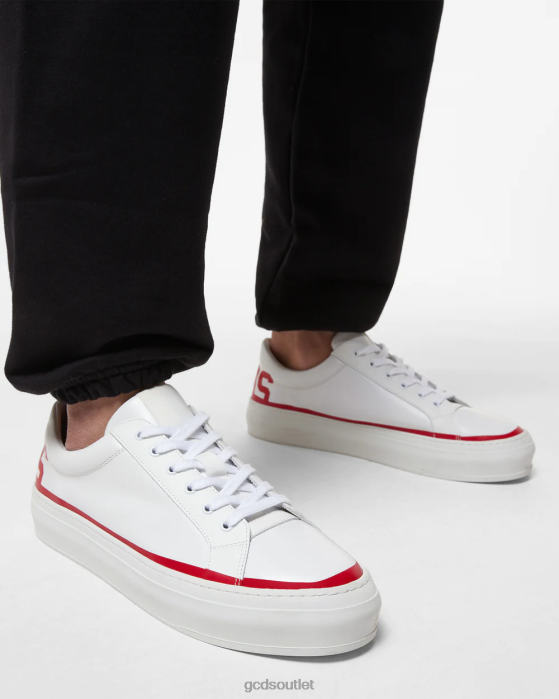 Men GCDS Leather Logo Sneakers Red 0FVX172