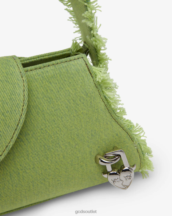 Women GCDS Comma Denim Small Bag Lime 0FVX516