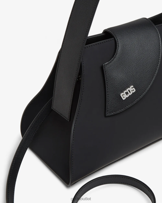 Women GCDS Comma Medium Handbag Black 0FVX520