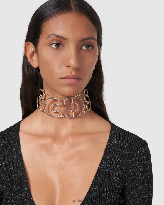 Women GCDS Bling Andy logo choker Lilac 0FVX564