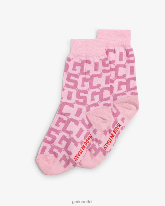 Women GCDS Monogram Jacquard Socks Pink 0FVX546