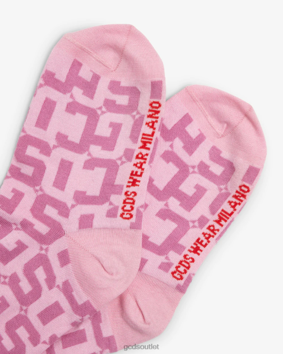 Women GCDS Monogram Jacquard Socks Pink 0FVX546