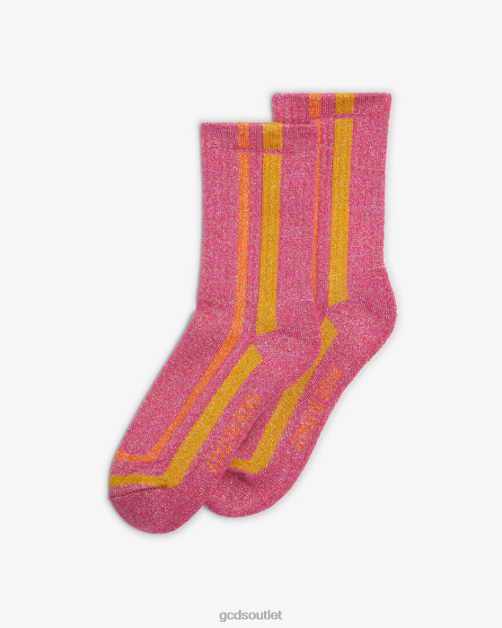 Women GCDS Striped Lurex Socks Fuchsia 0FVX547