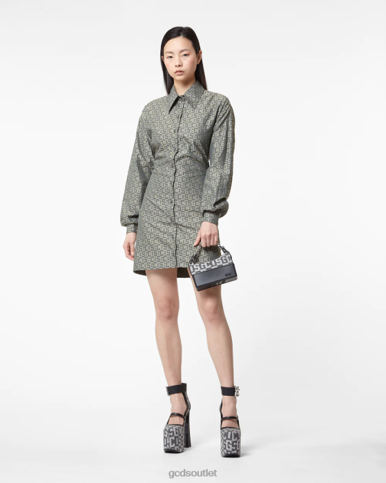 Women GCDS Bling Monogram Shirt Dress Military Green 0FVX426