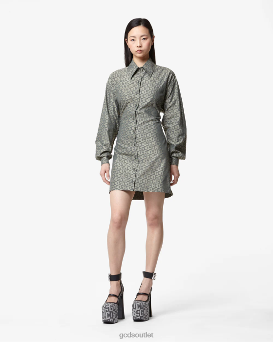 Women GCDS Bling Monogram Shirt Dress Military Green 0FVX426