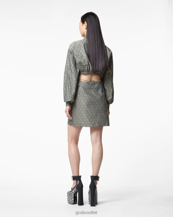 Women GCDS Bling Monogram Shirt Dress Military Green 0FVX426