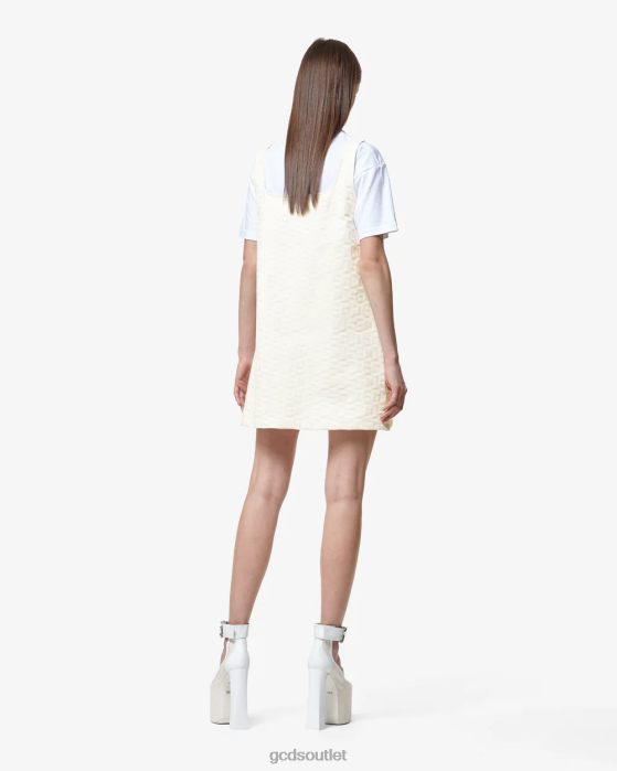 Women GCDS Canvas Monogram Pockets Dress Off White 0FVX427