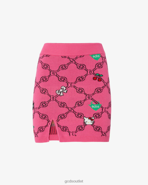 Women GCDS Hello Kitty Jacquard Skirt Fuchsia 0FVX429