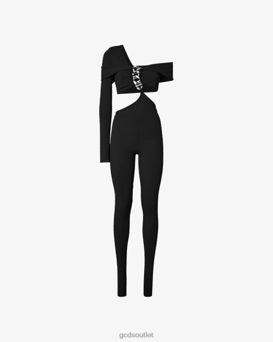Women GCDS Logo Chain Jumpsuit Black 0FVX399
