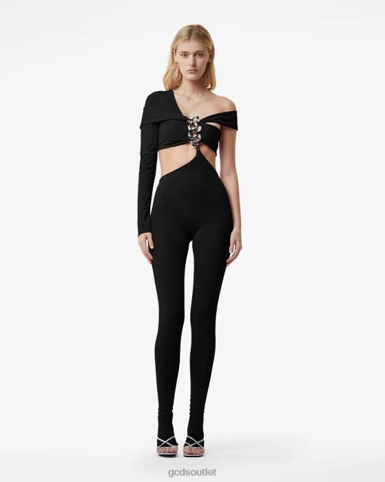 Women GCDS Logo Chain Jumpsuit Black 0FVX399