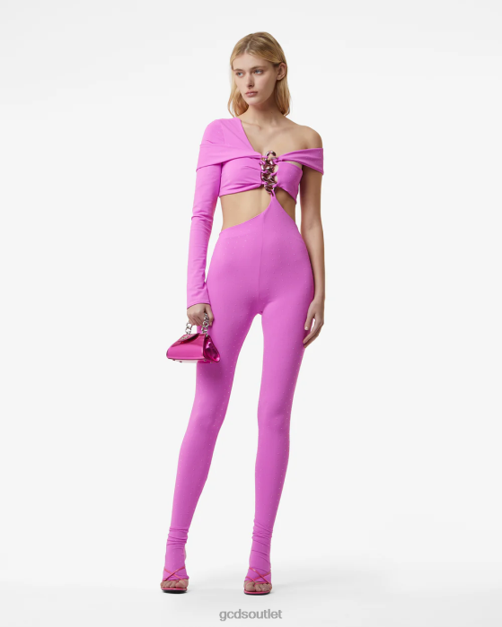 Women GCDS Logo Chain Jumpsuit Fuchsia 0FVX403