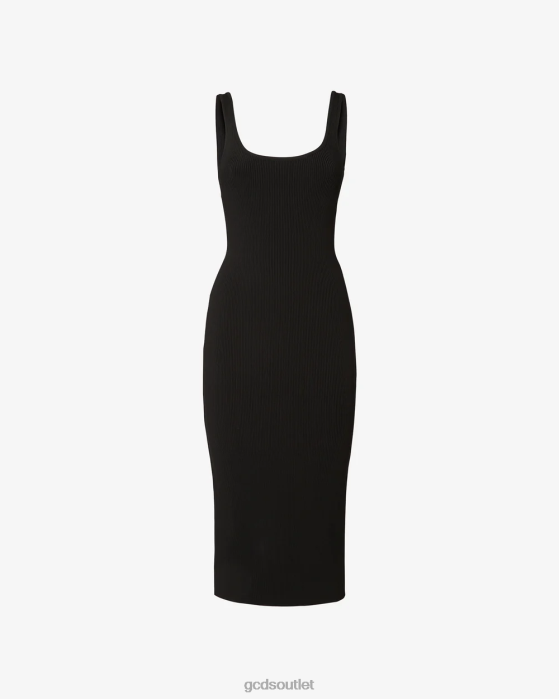 Women GCDS Logo Chain Long Dress Black 0FVX400
