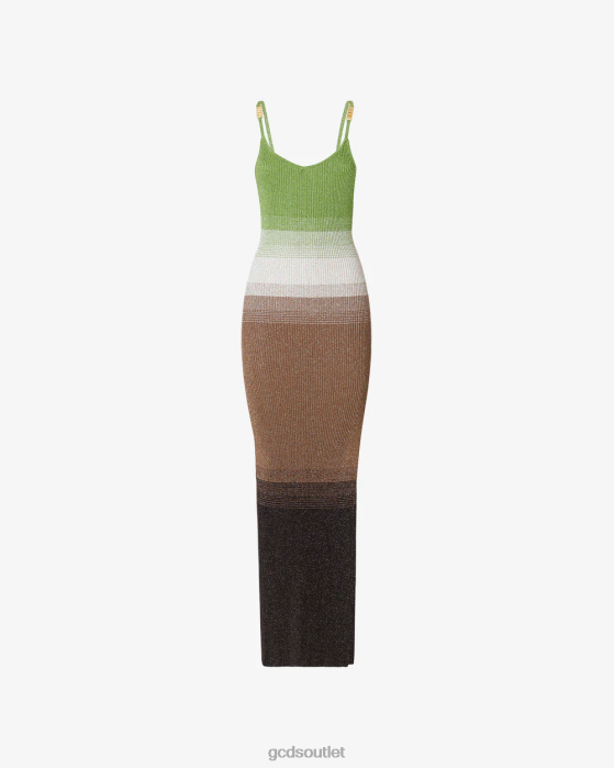 Women GCDS Lurex Degrade Tank Long Dress Military Green 0FVX413
