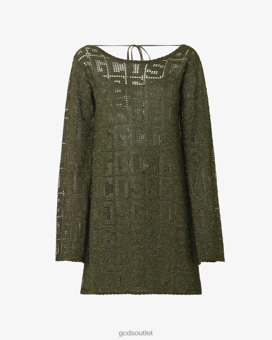 Women GCDS Monogram Macrame Dress Military Green 0FVX409