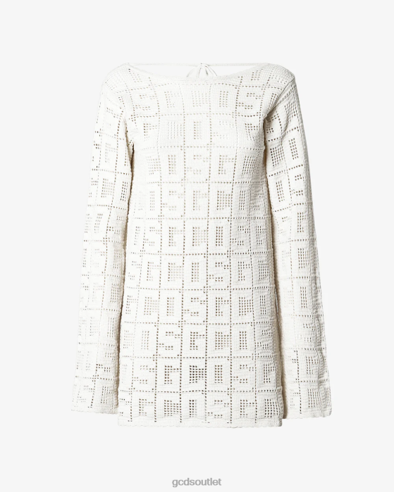 Women GCDS Monogram Macrame Dress Off White 0FVX410
