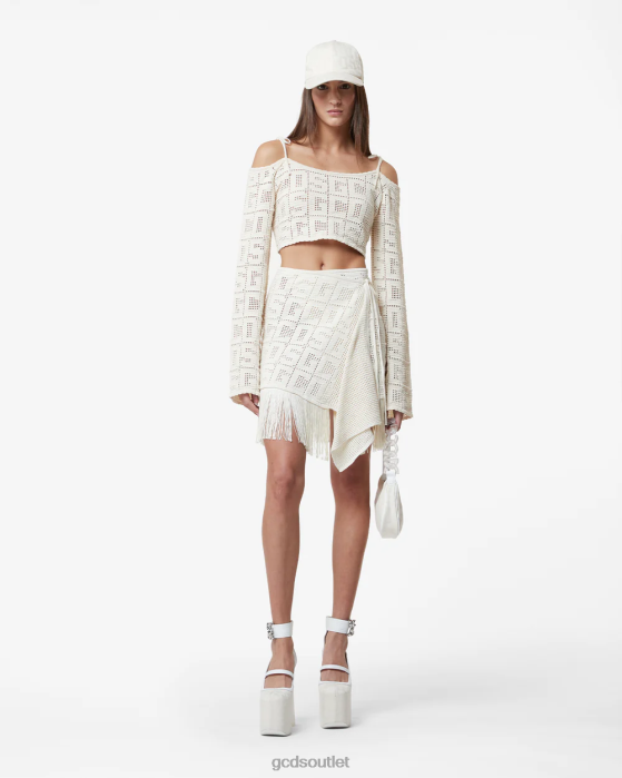 Women GCDS Monogram Macrame Skirt Off White 0FVX412