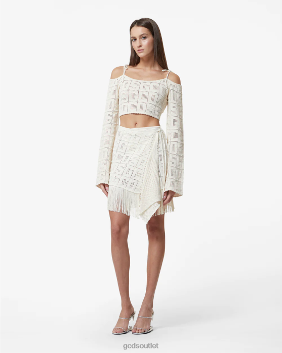 Women GCDS Monogram Macrame Skirt Off White 0FVX412